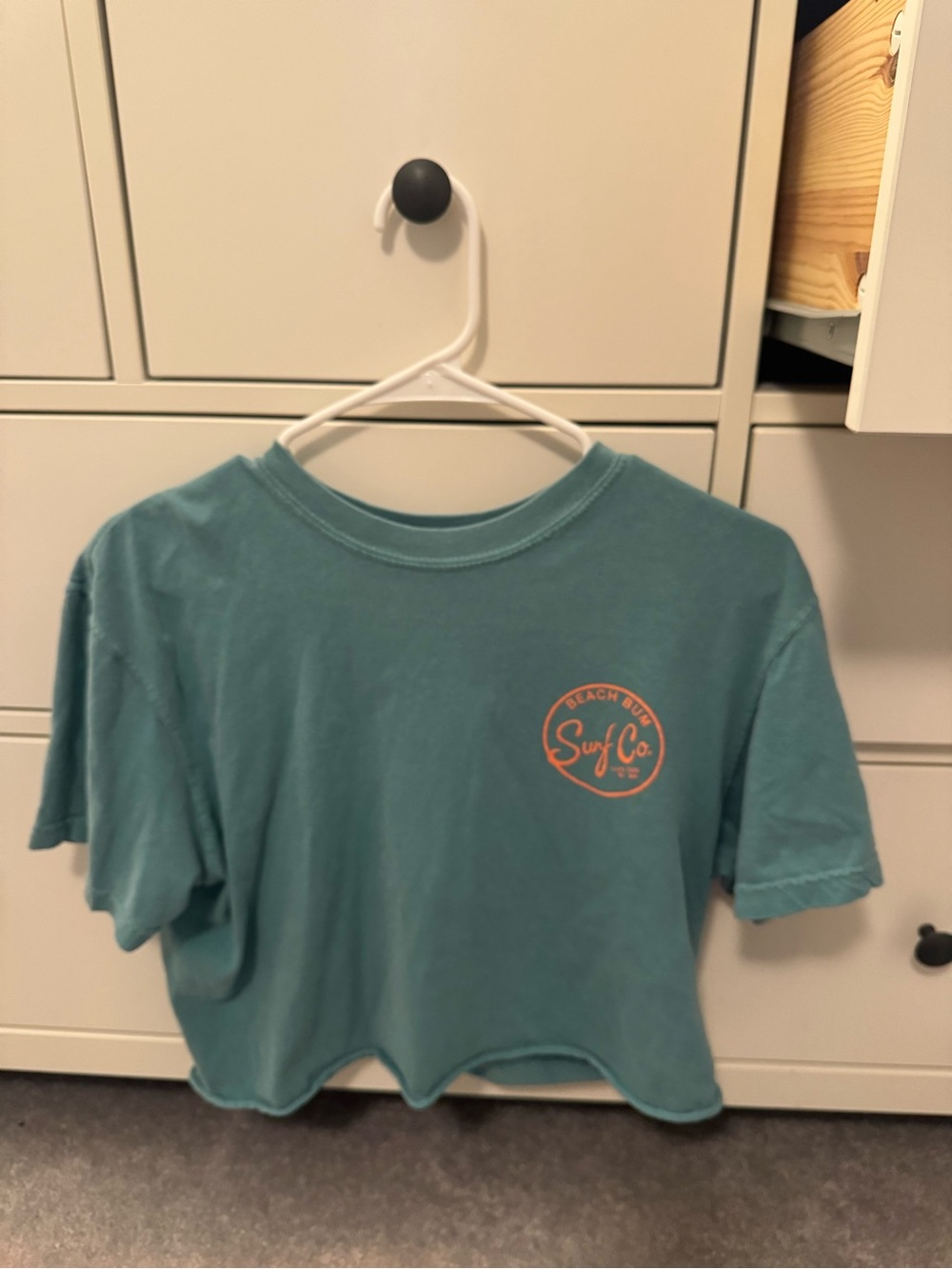 & Other Stories Teal Short-Sleeve Tee with Orange Surf Logo
